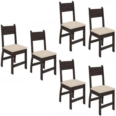Imagem de Kit De 6 Cadeiras Milano Com Tecido Em Material Sintetico Amendoa/savana