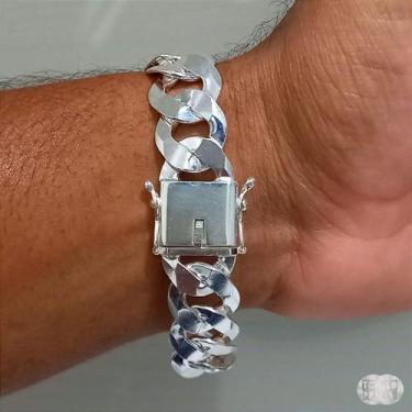 Imagem de Pulseira Masculina Grumet Fecho Gaveta Prata 925 17mm Prata Legítima 9