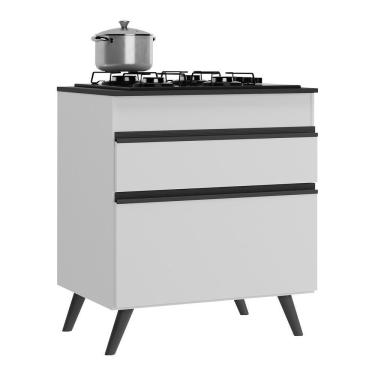 Imagem de Balcão Cozinha Para Cooktop 70cm 1 Porta Branco/Preto