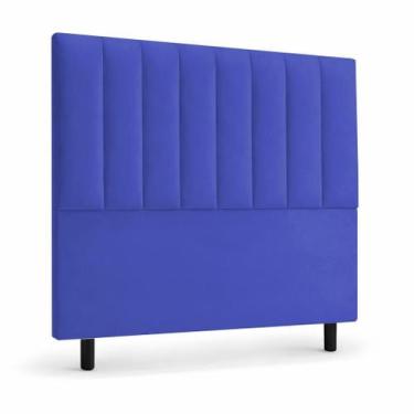 Imagem de Cabeceira de Cama Box Casal Estofada Veludo Dalia - HRShop, Azul