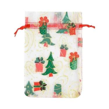 Imagem de Grandes Sacolas De Organza De Natal 10pcs Embalagem Para Presentes Com