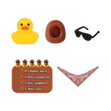 Imagem de Pato De Borracha Cowboy Com Óculos De Sol Para Carro, Enfeite De Paine