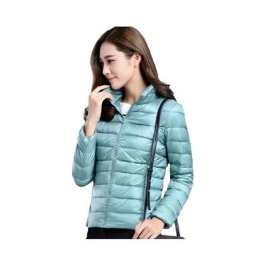 Imagem de Jaqueta Puffer Curta Feminina Com Gola Alta, Leve, Resistente À Água, 