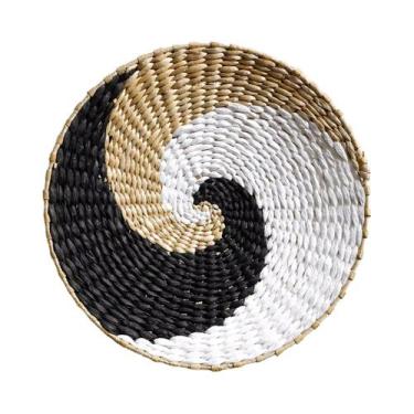 Imagem de Cesto De Parede Boho Em Fibra Natural Artesanal Para Decoração De Casa