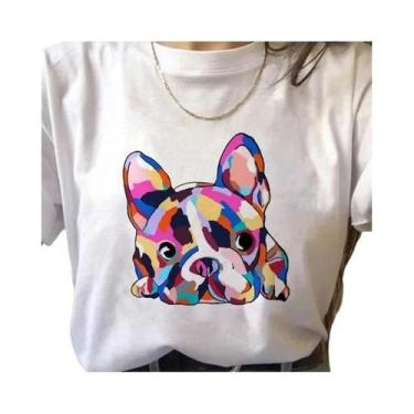 Imagem de Camiseta plus Size Com Estampa De Bulldog Francês Kawaii Harajuku Para
