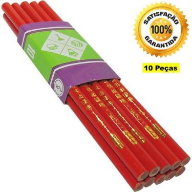 Imagem de 10 Lapis Giz Alfaiate Marcar Riscar Tecido Vermelho Economic - Lapidar