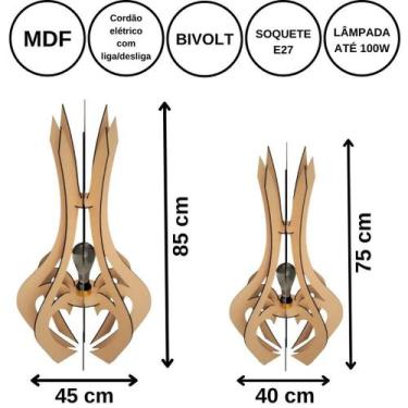 Imagem de Luminária de Chão MDF HOLAMBRA - LENOBRE, Marrom, Kit com 2 - 85x45cm 