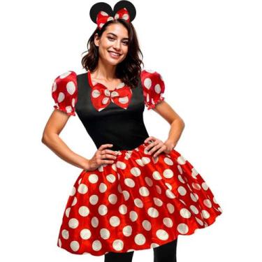 Imagem de Fantasia Minnie Vermelha Adulto Feminina Tiara Com Orelhas - Fantasias