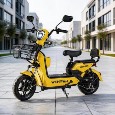 Imagem de Bicicleta Elétrica Tipo Scooter WeHawk Basket 500W Urbana, Amarelo