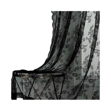 Imagem de Cortinas De Renda Branca Com Flores Para Janelas Convexas Estilo Pasto