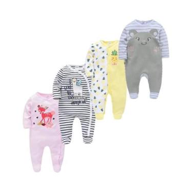 Imagem de Macacão De Bolinhas Para Bebês Meninas De 0 a 12 Meses, Conjunto De 3 