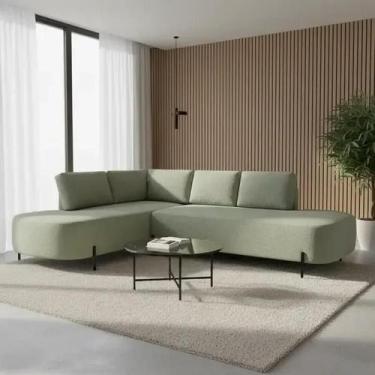 Imagem de Sofá de Canto Orgânico 4 Lugares 265cm Base de Ferro Chaise Esquerda L