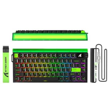 Imagem de ATTACK SHARK R85HE Teclado Gamer Magnético 75% com Fio 8000Hz, Switch Hall Effect, RGB Light Bar, Rapid Trigger Alta Precisão, Teclado Mecânico Compacto para PC Gamer,Verde