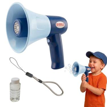Imagem de Megafone Lança Bolha Sabao Grava Voz Criança Microfone Autofalante Som Infantil Diversao Parque Lazer