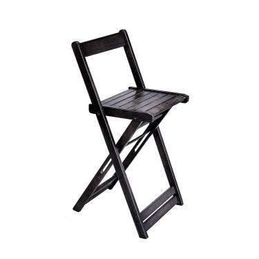 Imagem de Banco Alto Bistro Dobrável de Madeira para Bar Área Gourmet Prático Compacto e Funcional - Preto