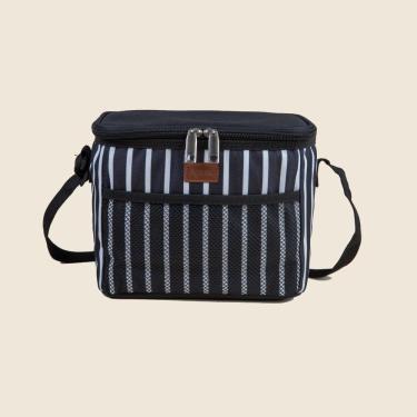 Imagem de Bolsa Térmica Listrada Preto 5L - A\CASA