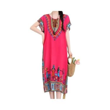 Imagem de Vestido Feminino De Verão Com Decote Em V, Manga Morcego, Cintura Alta