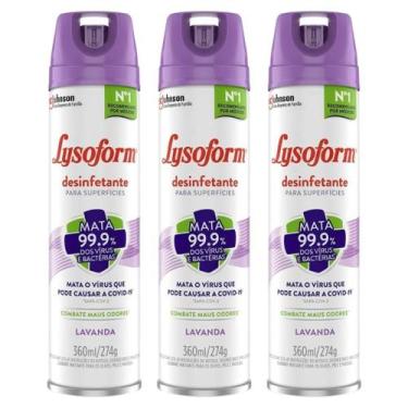 Imagem de Kit com 3 Desinfetantes Lysoform Aerossol Lavanda 360ml