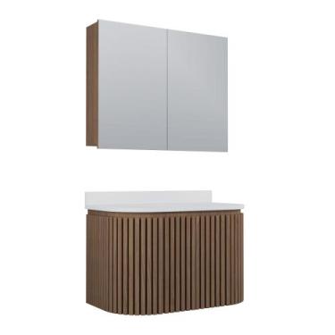 Imagem de Conjunto Gabinete para Banheiro Suspenso Emma 80cm - Venturi, Jequitib