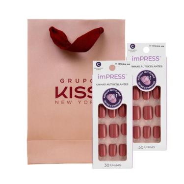 Imagem de Kit Unha Postiça Autocolante imPRESS Color curta Platonic Pink 2 unid 