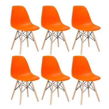 Imagem de Kit 6 Cadeiras Laráz Eames Eiffel DSW - Laranja - Laraz