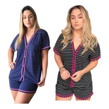 Imagem de Kit 2 Pijamas Feminino Americano Adulto Curto Malha Gestante - PIJAMAS