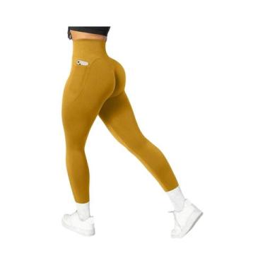 Imagem de Calças De Yoga Sem Costura De Cintura Alta Com Efeito Levanta Bumbum, 