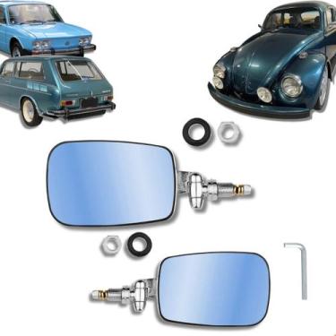 Imagem de Espelho Retrovisor Fusca Mexicano Braço Curto Convexo Azul - Rosso & V