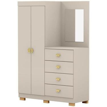 Imagem de Cômoda Para Quarto Com Espelho 2 Portas 4 Gavetas 120cm Tulsa V01 Fend