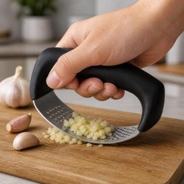 Imagem de Amassador Espremedor Alho Inox Triturador Manual Resistente Cozinha Re