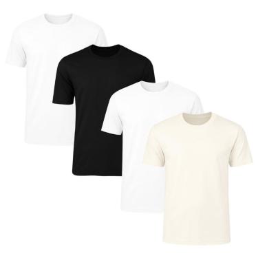 Imagem de Kit 4 Camisetas Masculina Lisa Básica 100% Algodão-Masculino