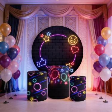 Imagem de Capas Painel Redondo Cilindro Neon - Painel De Festa, KIT NEON 1
