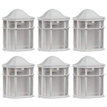 Imagem de Kit 6 Arandelas Luminárias de Parede Externa Branca Clássica Colonial De Ville Dital