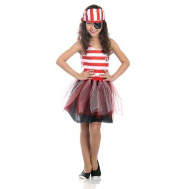 Imagem de Fantasia Infantil Menina Pirata Roupa Carnaval + Acessórios - SULAMERI