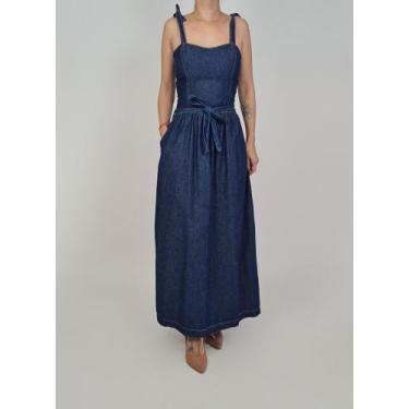 Imagem de Vestido longo coral amaciado 100% algodão feminino blufera jeans 22603