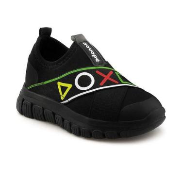 Imagem de Tênis Infantil Calce Fácil Soft Game Confortável Novopé, game/preto, 1