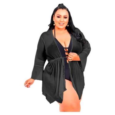 Imagem de Saída de praia Plus Tule Transparente Feminina Curta Flare - PLUS MESM
