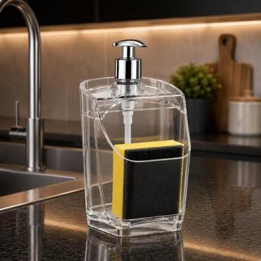 Imagem de Dispenser Detergente Translúcido 500ml UZ UTILIDADES com Porta Esponja