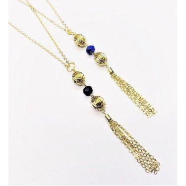Imagem de Colar Tassel Com Cristal E Balões 60cm Banho Ouro 18k 4122 - Très Chic