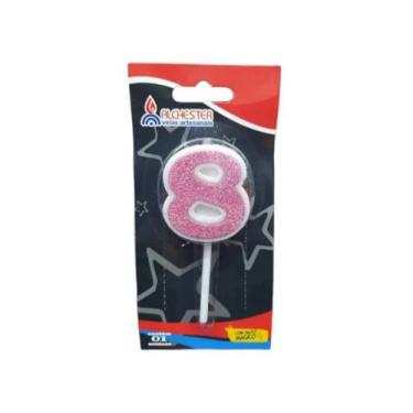 Imagem de Vela Aniv Citrus C/Gliter 8 Rosa Alchester Velas - ALCHETSTER, Unico, 