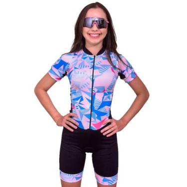 Imagem de Macaquinho de ciclismo vsb azul geometrico proteção uv 50+ gg - vsb pr