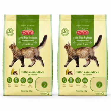 Imagem de Kit 2 Areia Biodegradável Higienica Grãos Finos 8kg Gatos - Kadi