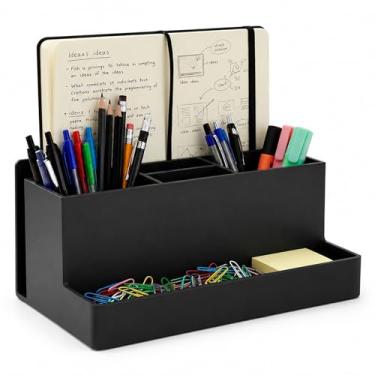 Imagem de Acrimet Organizador de Mesa 6 Divisórias Porta Lápis Bloco e Caneta Preto