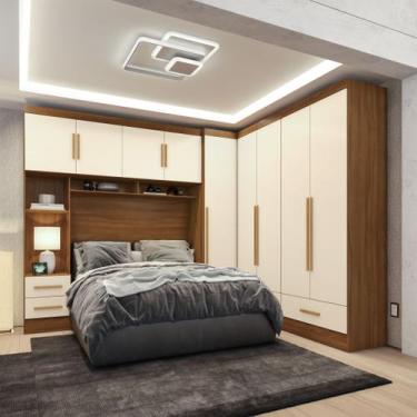 Imagem de Quarto Modulado Casal Completo 4 Peças 5 Portas 4 Gavetas com Maleiro 