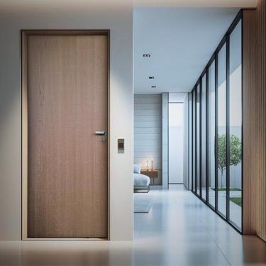 Imagem de Kit Porta de Madeira Lisa Imbuia 210x62cm Batente 16cm Uniportas Abert