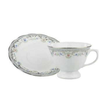 Imagem de Xícara Chá Com Pires 200ml Porcelana Schmidt - Dec. Saint Germain 2210