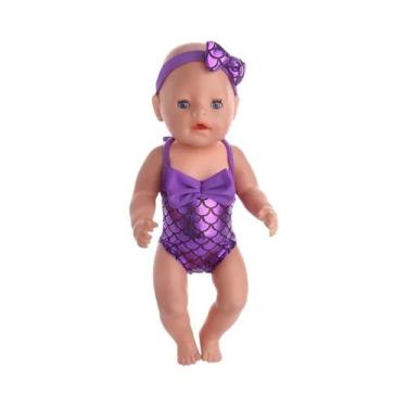 Imagem de Boneca Bebê De 43CM, Boneca Americana De 18 Polegadas, Roupa De Banho 