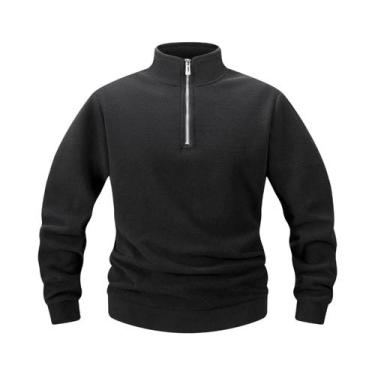 Imagem de Moletom Masculino 3XL Com Capuz De Fleece, Casual, Gola Alta, Zíper De