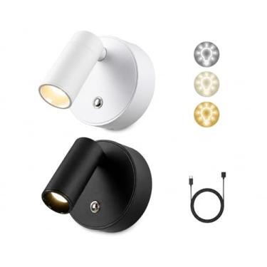 Imagem de Luminária LED Magnética Recarregável 360° Ångulo Ajustável 3 Cores 8 h Sem Fiação USB‑C Arandela De Parede Abajur Mesa (BRANCO)