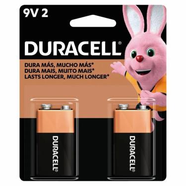 Imagem de Pilha Bateria Alcalina 9V 2 Peças Desempenho Duradouro Uso Contínuo Amarelo Duracell
